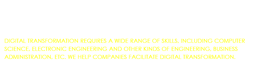  DIGITAL TRANSFORMATION REQUIRES A WIDE RANGE OF SKILLS, INCLUDING COMPUTER SCIENCE, ELECTRONIC ENGINEERING AND OTHER KINDS OF ENGINEERING, BUSINESS ADMINISTRATION, ETC. WE HELP COMPANIES FACILITATE DIGITAL TRANSFORMATION.